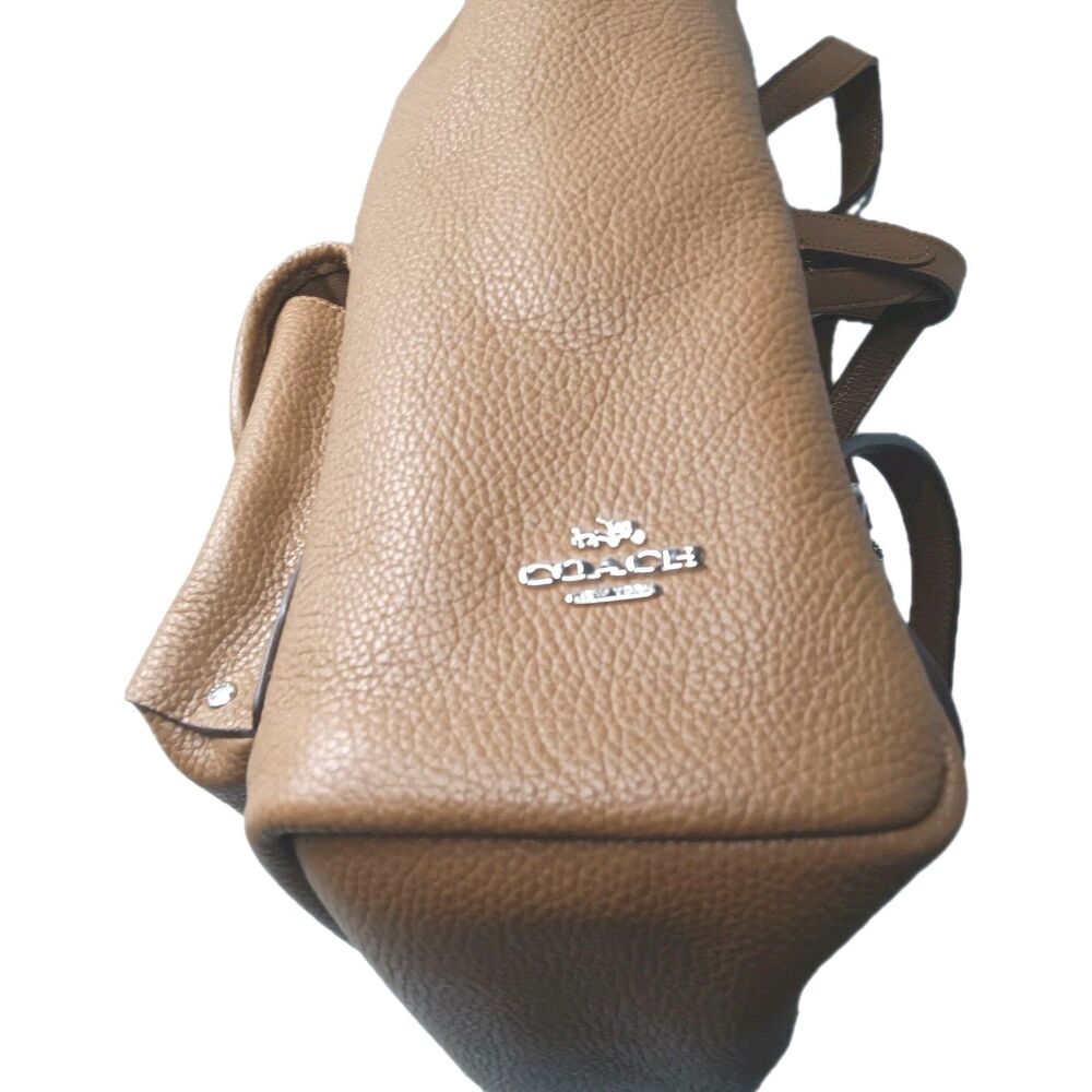 Coach Turnlock Rucksack 37582 Backpack Brown Pebble Leather Bag Retail $398 - Picture 6 of 13